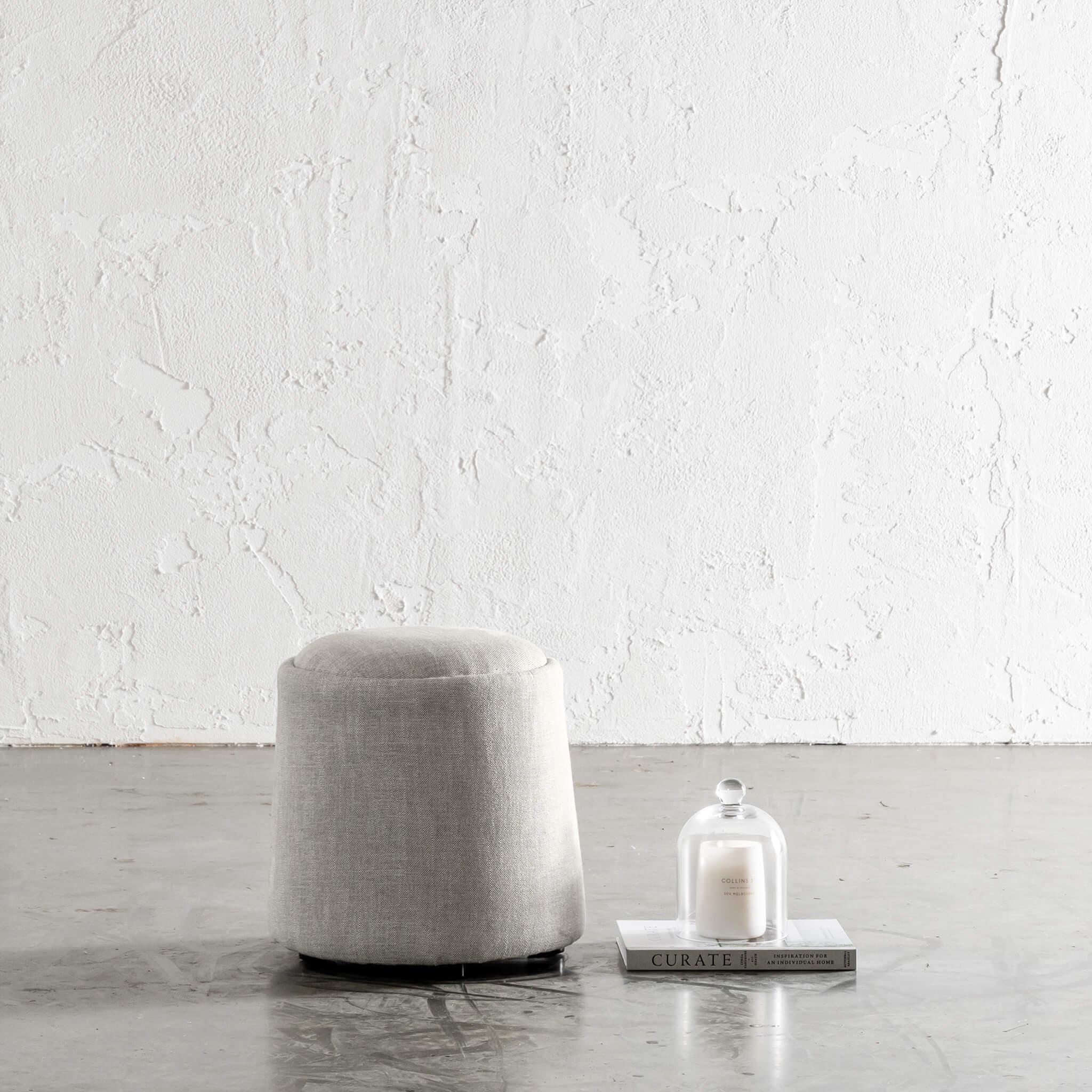 Carson Curve Round Ottoman – Jovan Earth