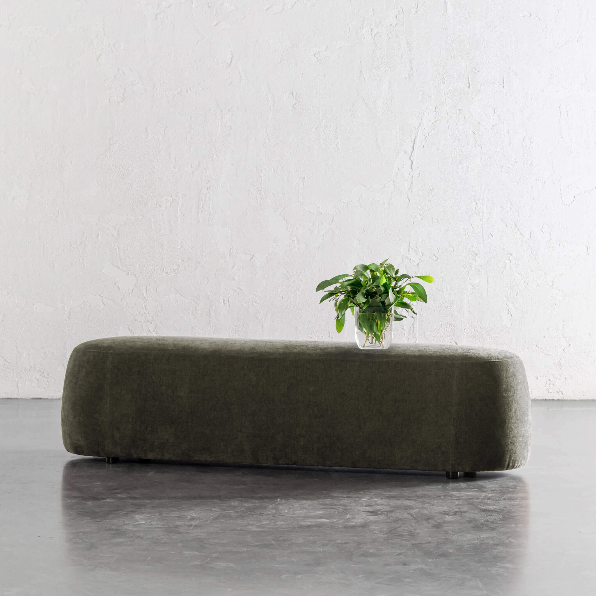 Carson Curved Slim Bench Ottoman – Deep Brunswick Green