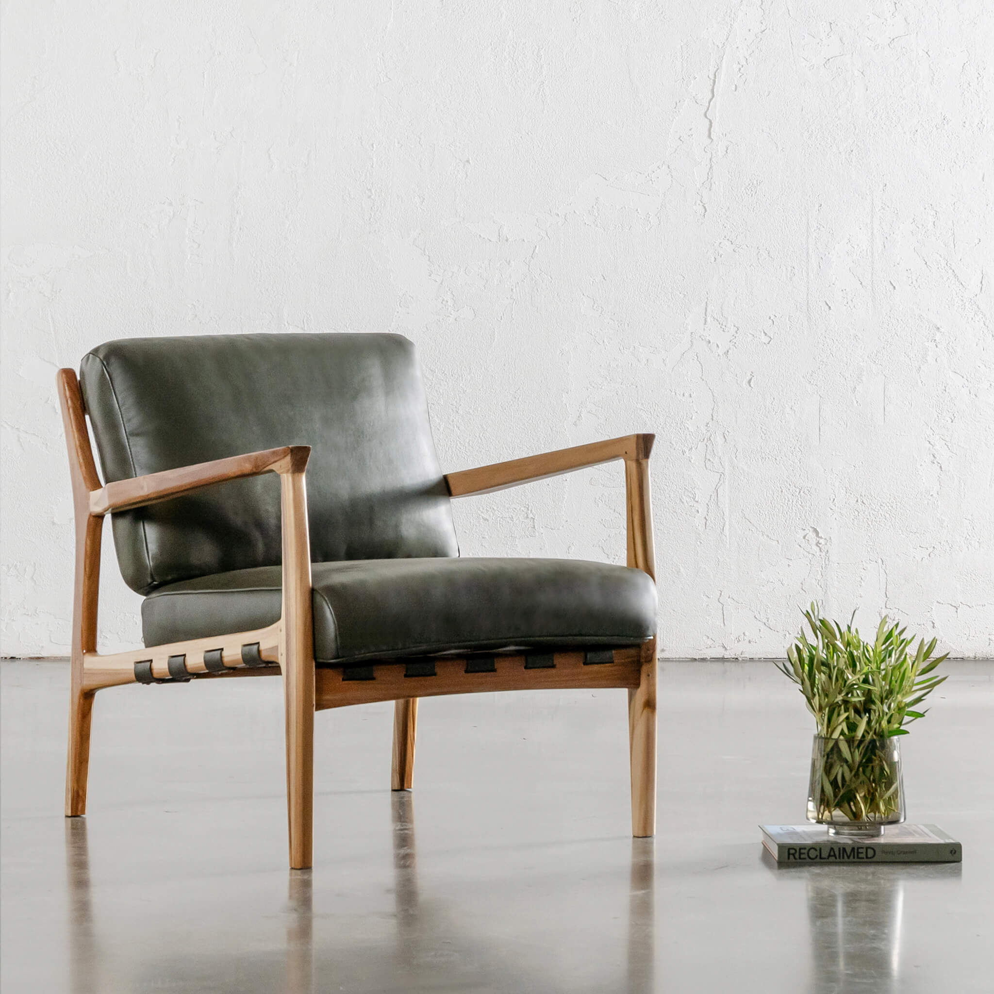 Maland Cassius Armchair – Olive Green Leather - Image 1