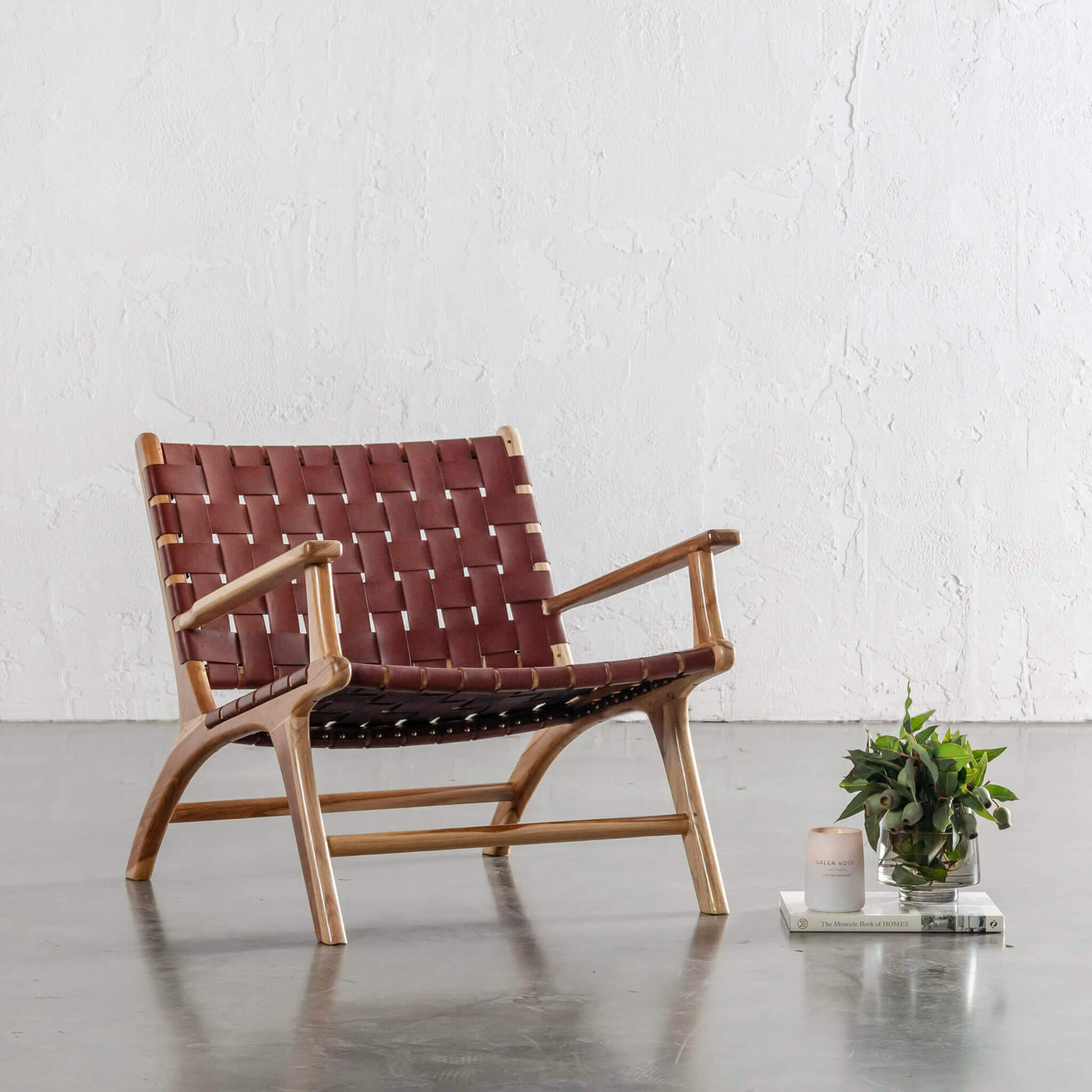 Maland Woven Leather Armchair – Tan Leather Hide