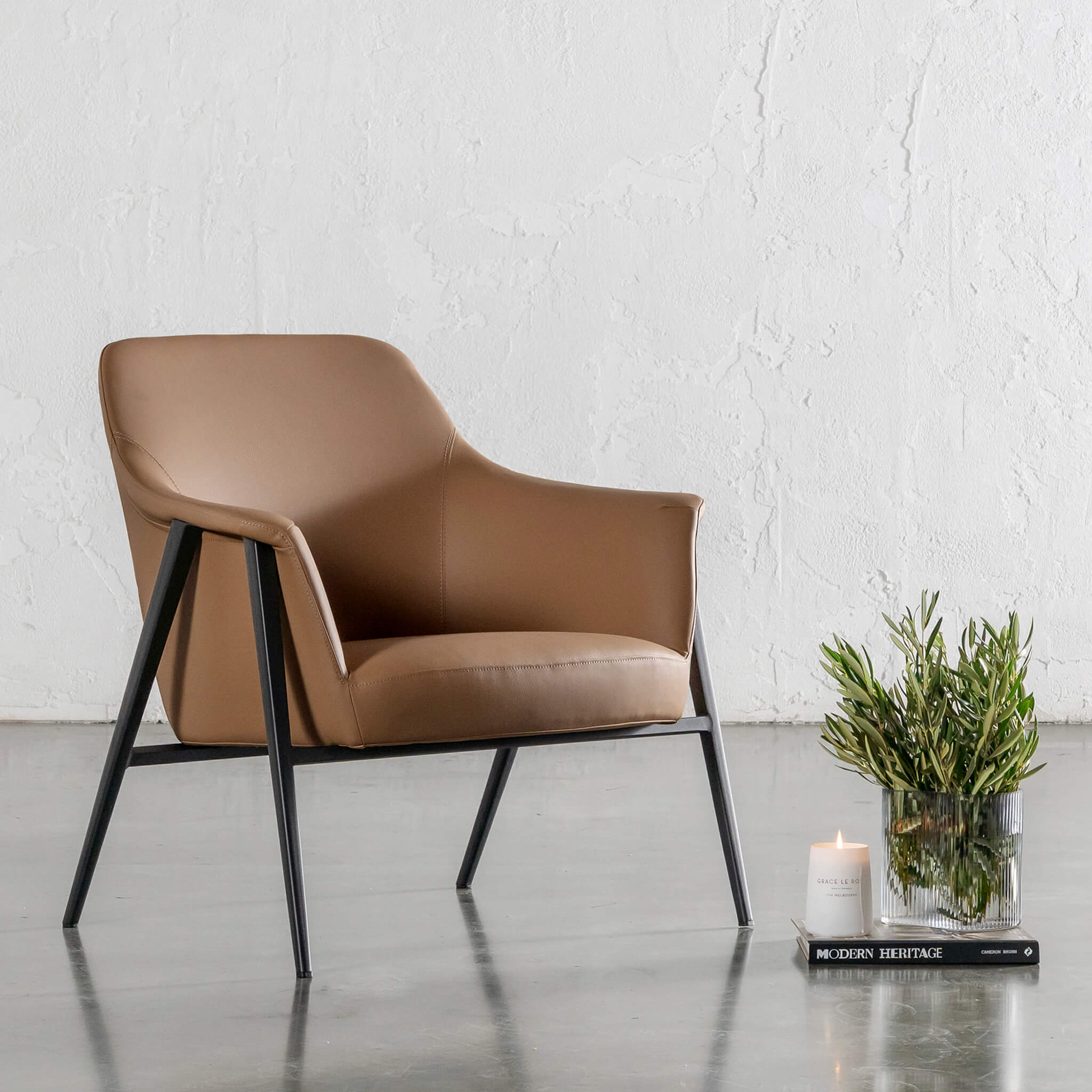 Marcus Armchair – Canyon Tan Vegan Leather