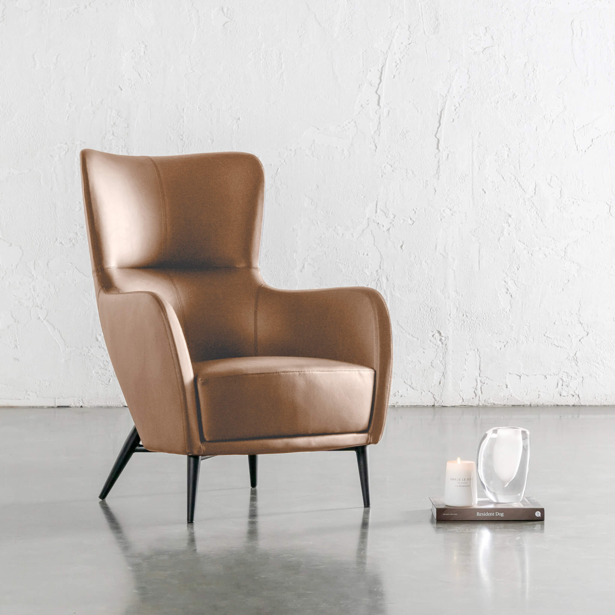 Neiman Armchair – Canyon Tan Vegan Leather - Image 1