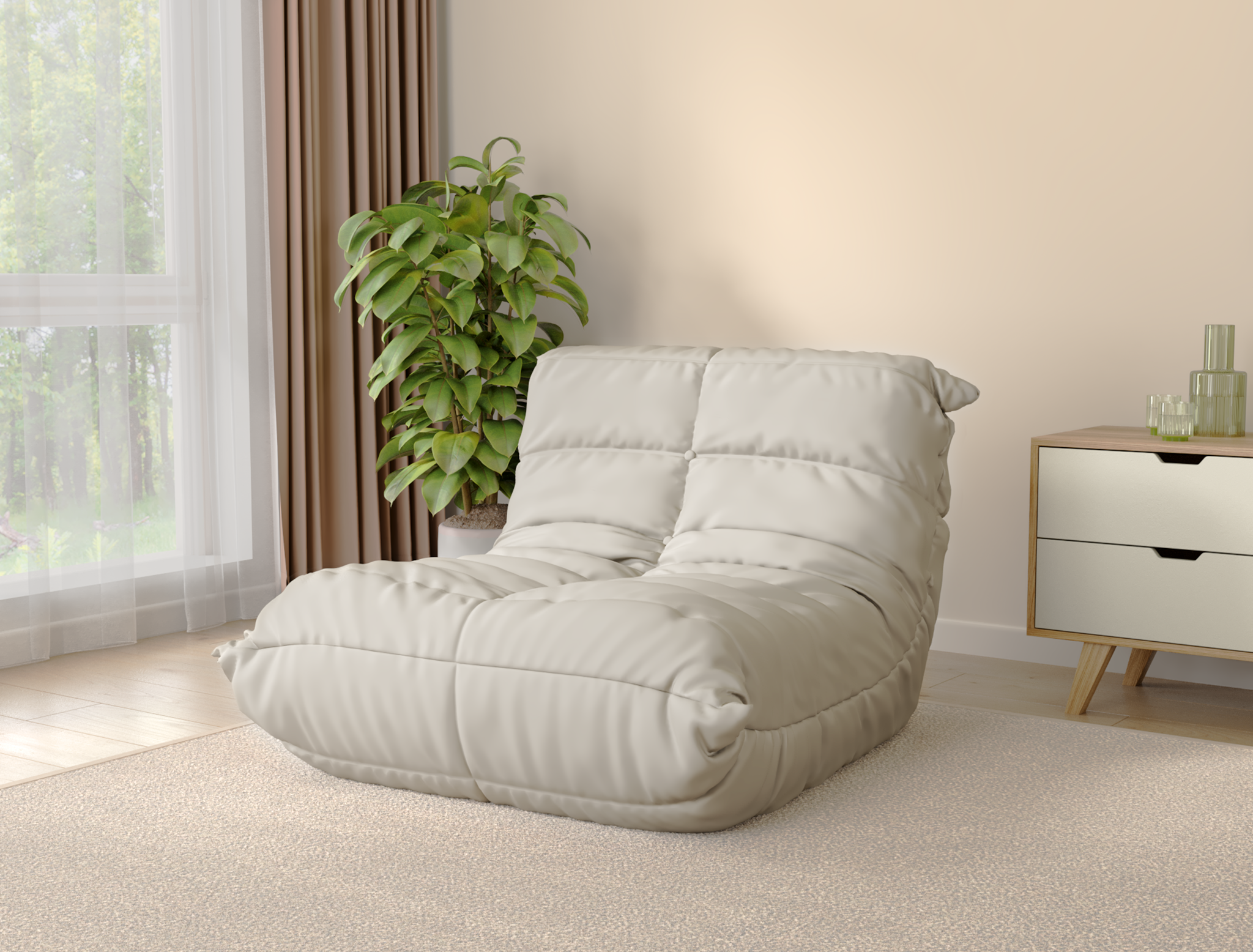 Onyx Lazy Beige Fabric Floor Lounge - Image 1