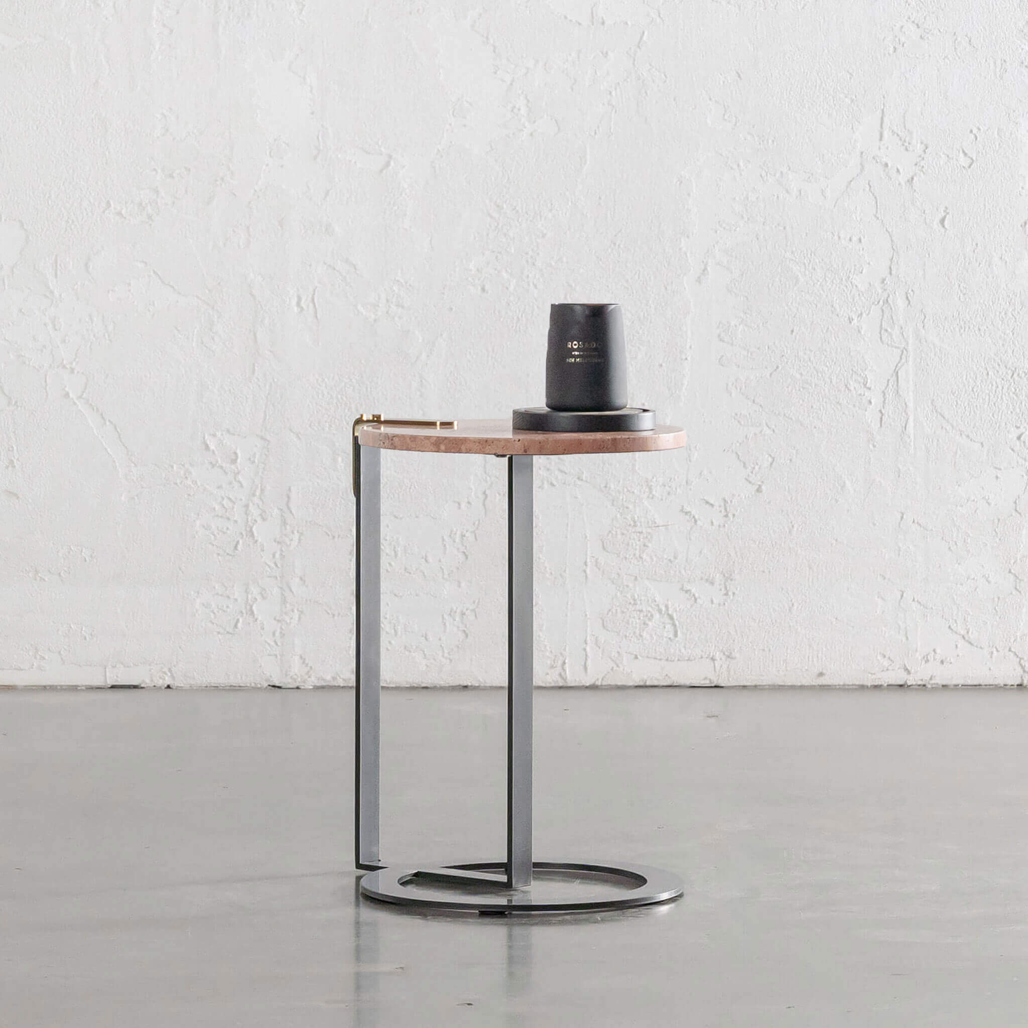 Panzano Round Side Table – Sienna Clay Travertine Marble - Image 1