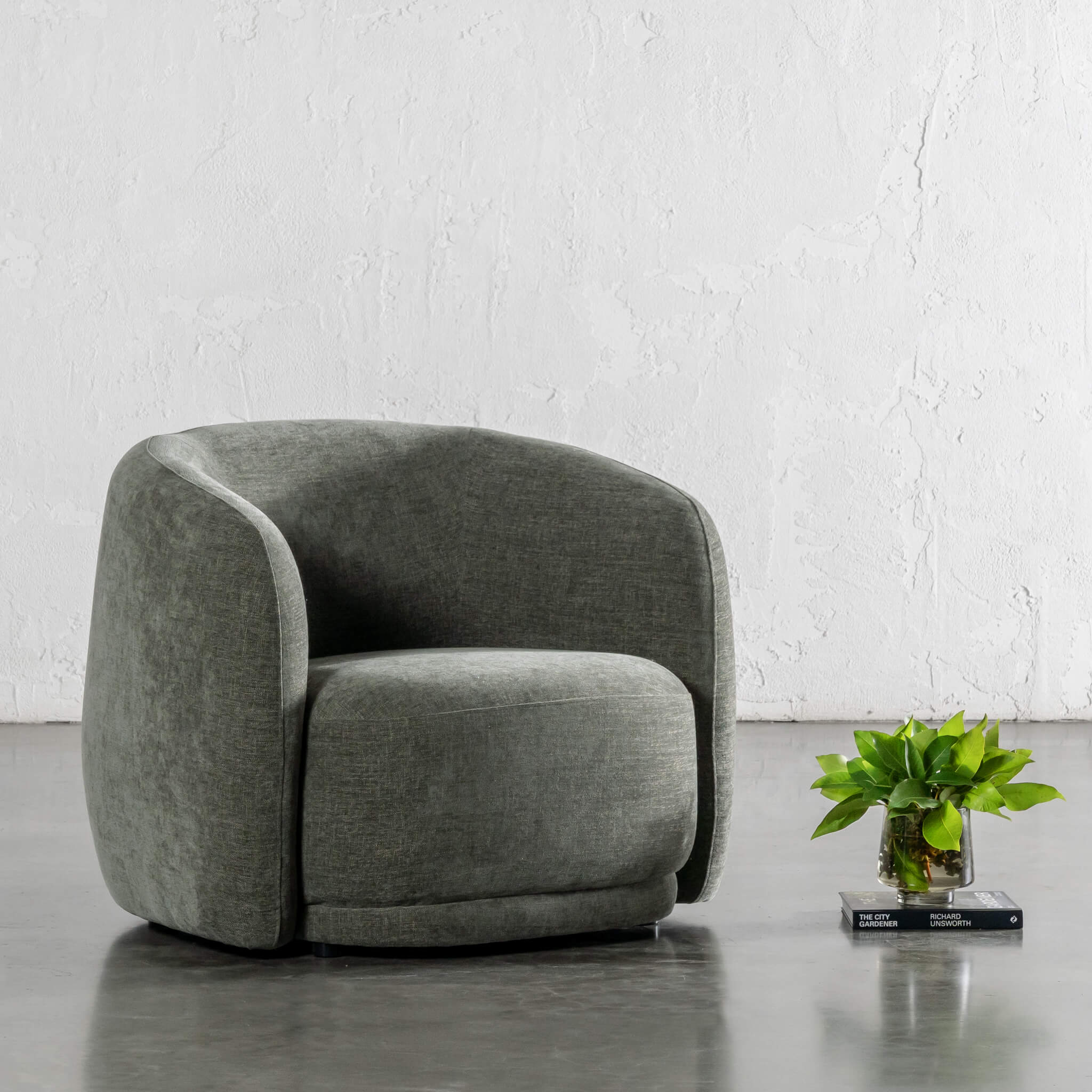 Purbeck Curved Armchair – Bayswater Green - Image 1