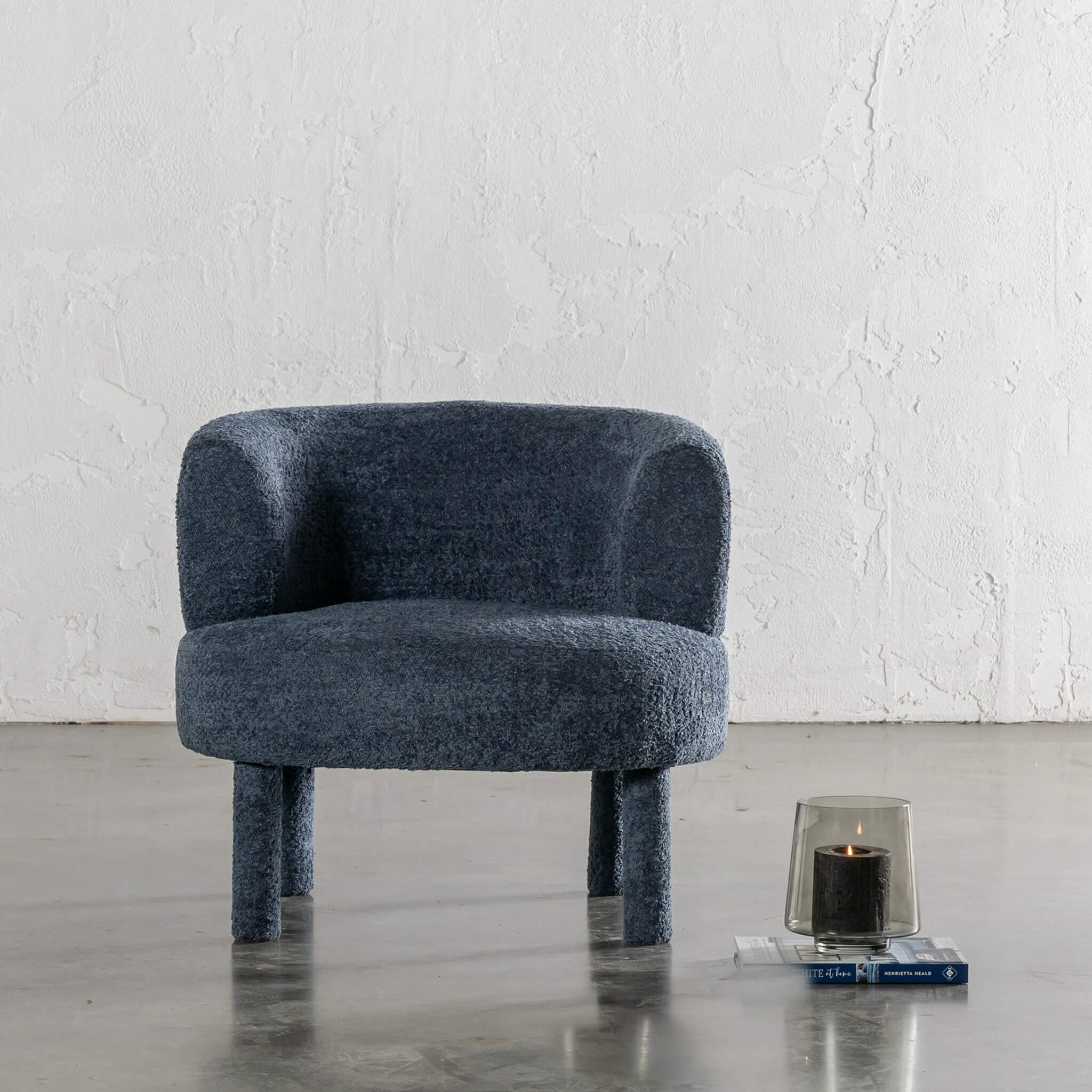 Sevilla Curve Armchair – Reef Navy Boucle - Image 1