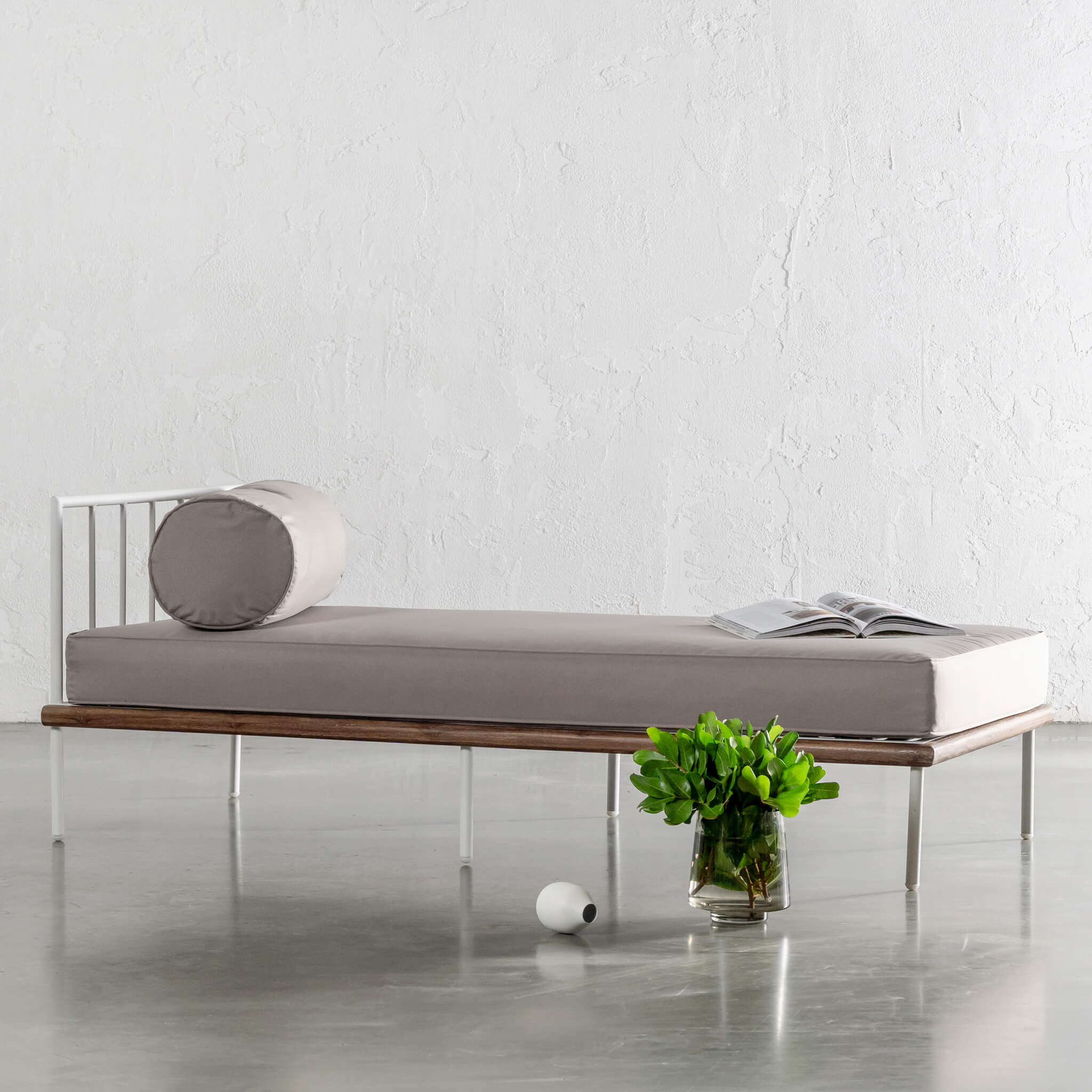 San Andreas Outdoor Daybed – Balsa Stone + Teak - Image 1