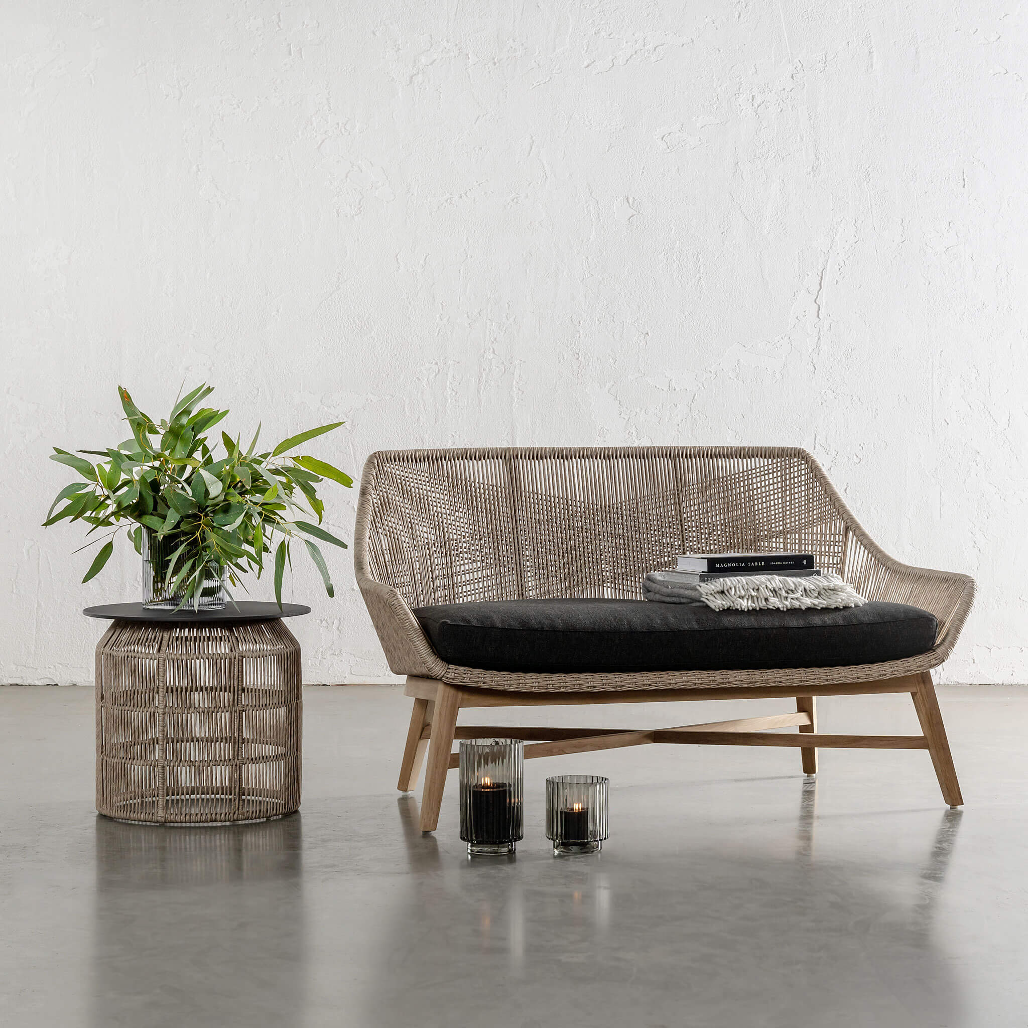 Inizia Woven Rattan Indoor / Outdoor 2 Seat Sofa – Birch Ash
