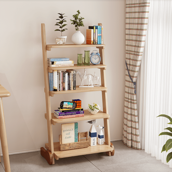 Solid Wood Five Shelf Bookcase