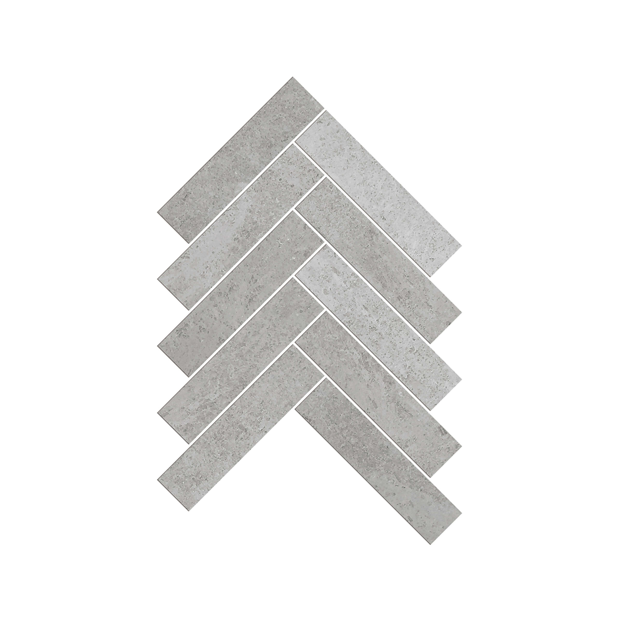 Artemis Mosaic Herringbone 35x150mm Natural Stone Honed New Grey