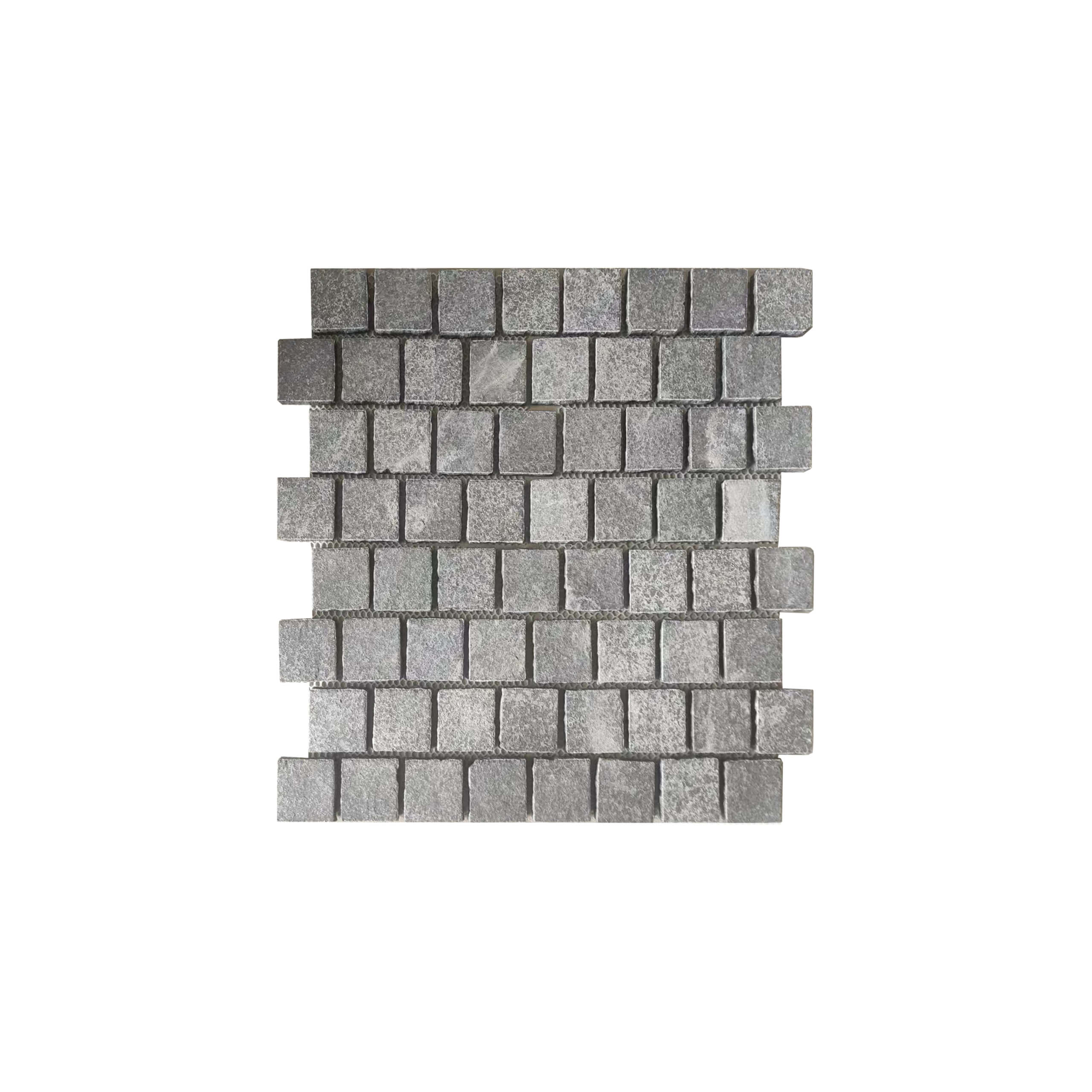 Cobble Stone Net Back Stacked 440x440 Flamed Raven Black Natural Stone