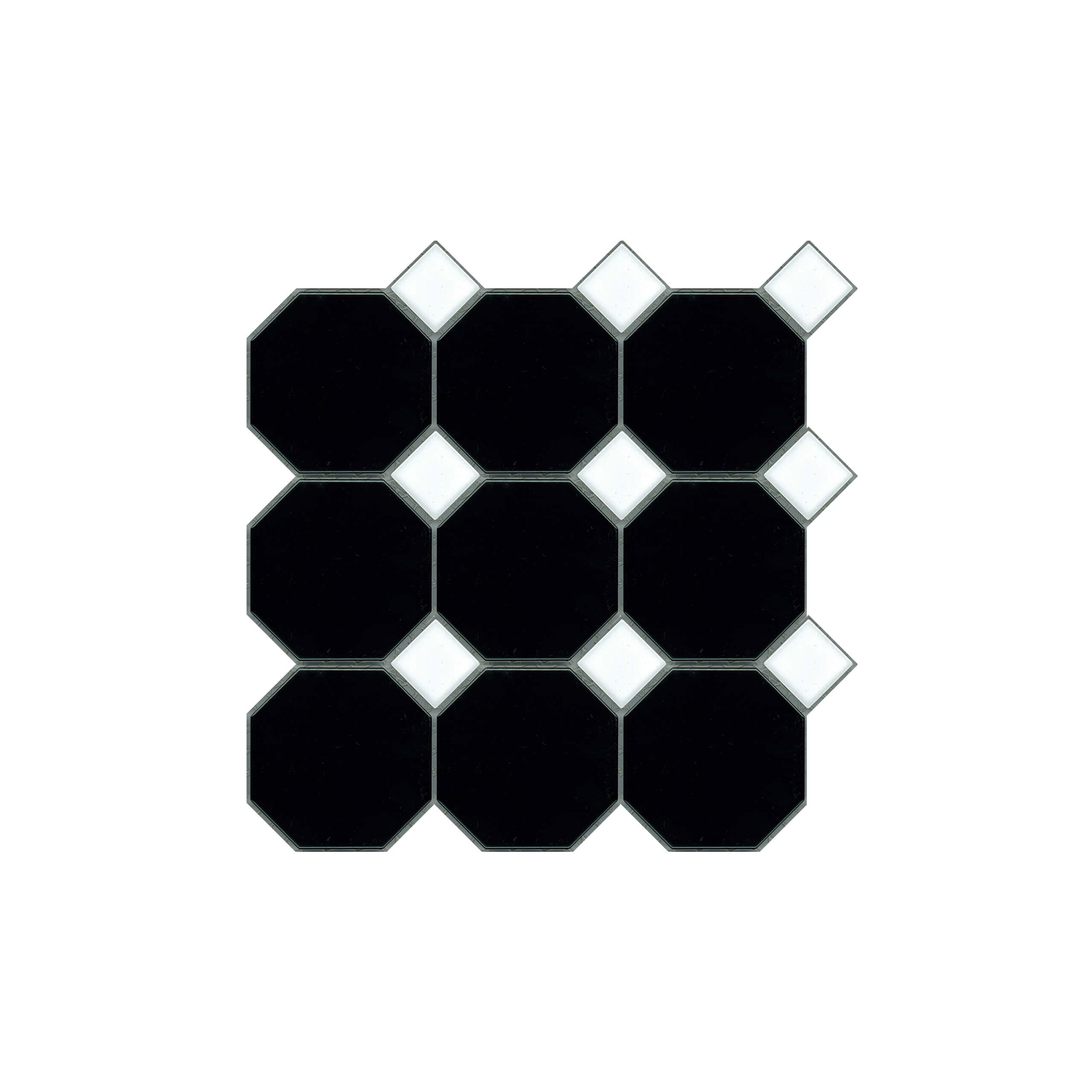 Octagon Mosaic Square 97x97mm Porcelain Matt Black - Image 1