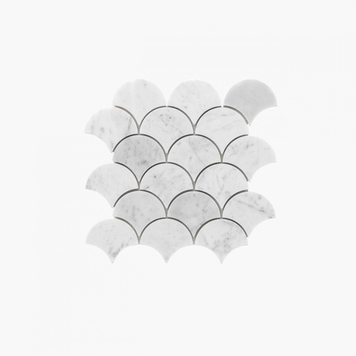 Marble Mosaic Fanshape 68mm Honed Carrara