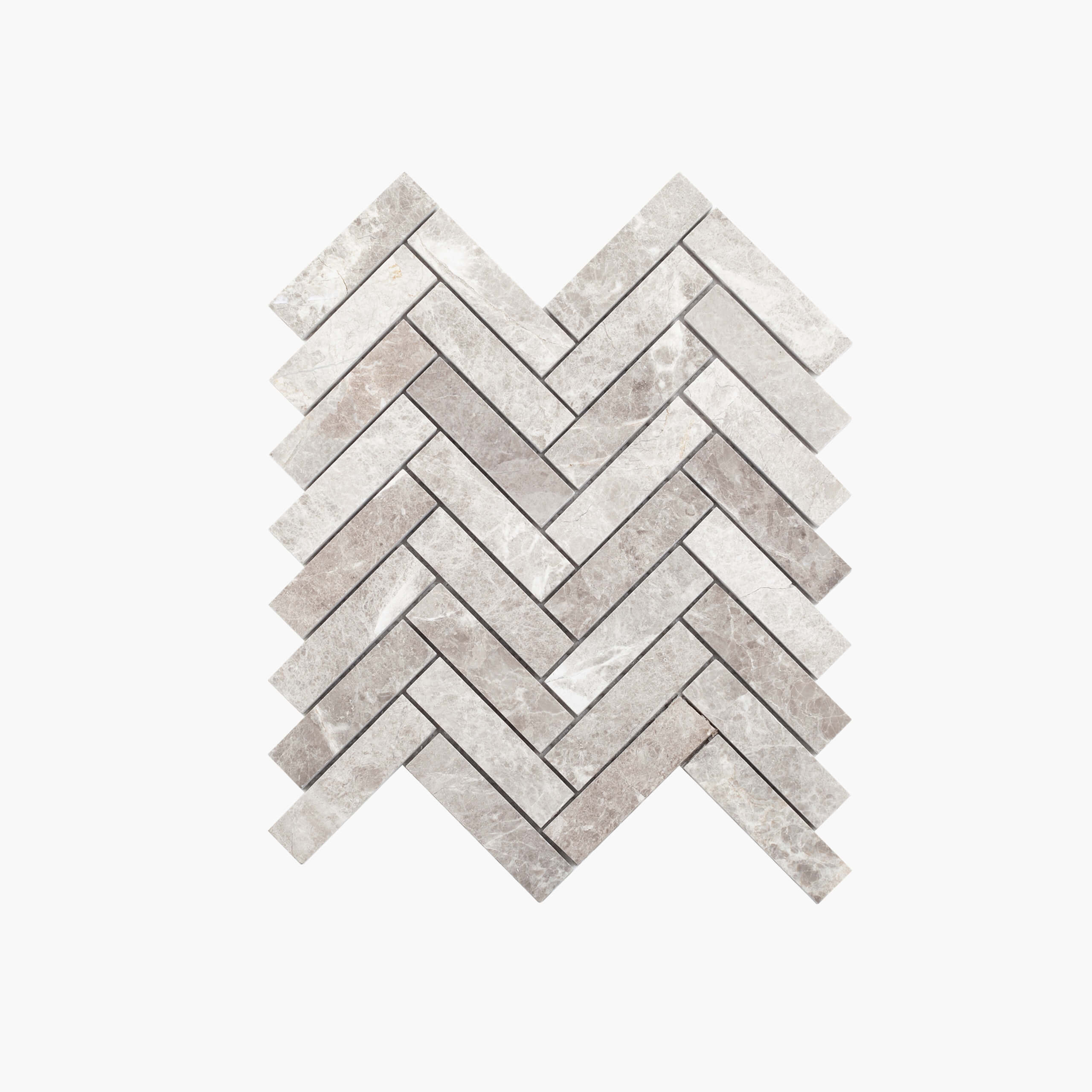 Marble Mosaic Herringbone 25x98mm Honed Silver Grey