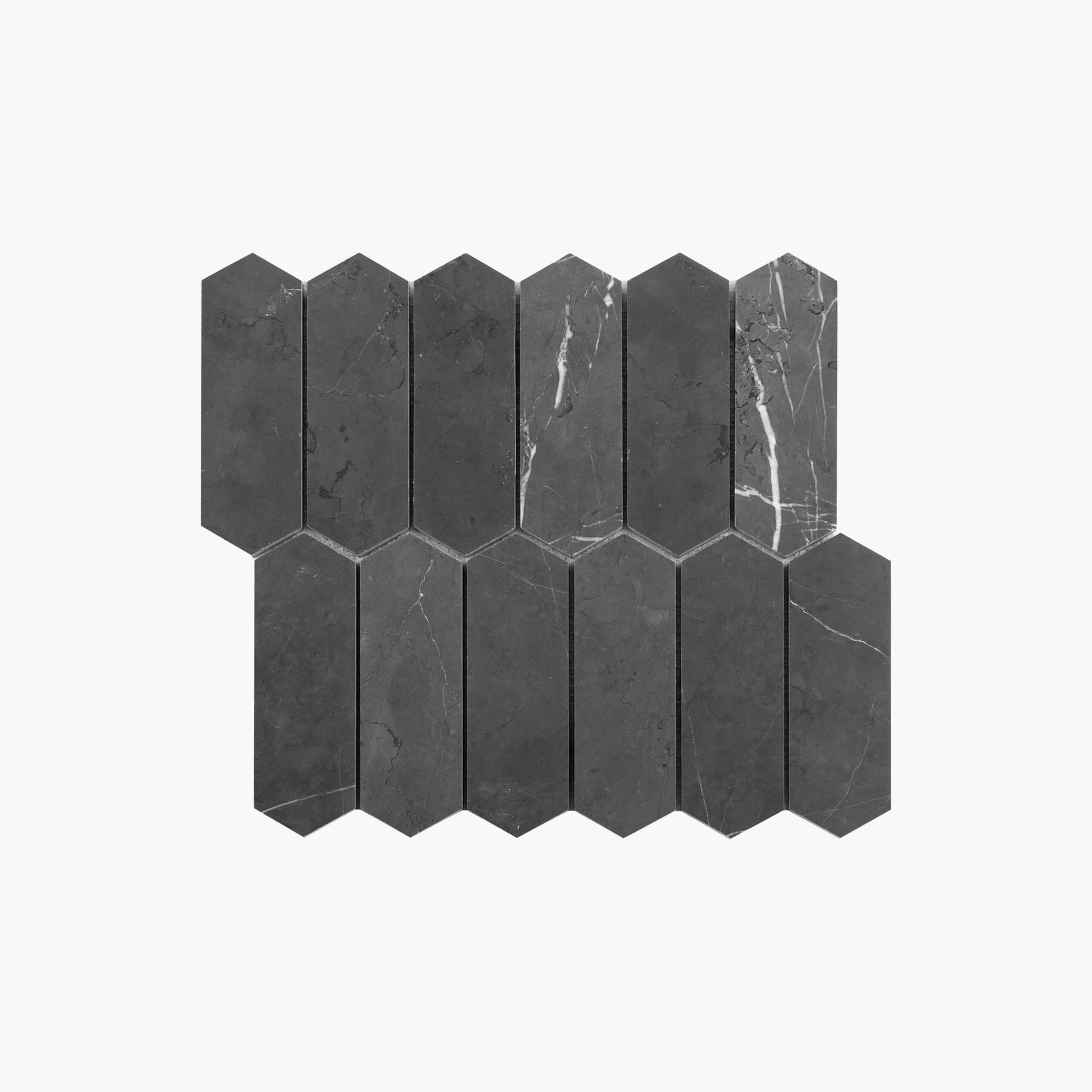 Marble Mosaic Long Hexagon 48x145mm Honed Pietra Grey