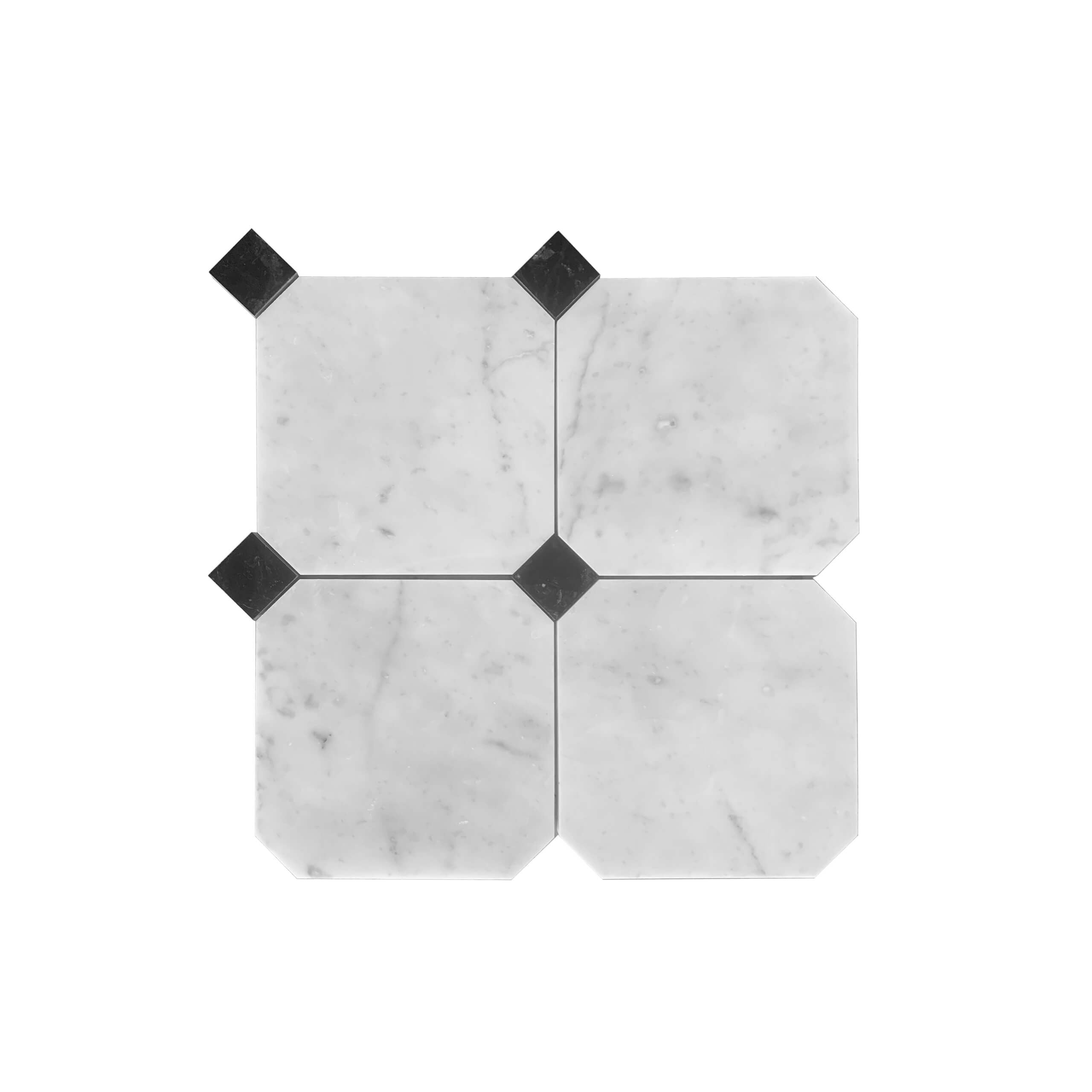 Marble Mosaic Octagon 150x150mm Honed Carrara With Nero Marquina - Image 1