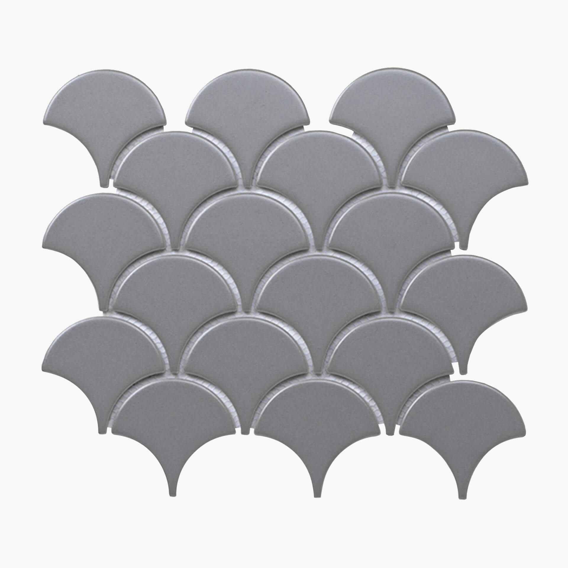 Porcelain Mosaic Fanshape 75mm Matt Grey