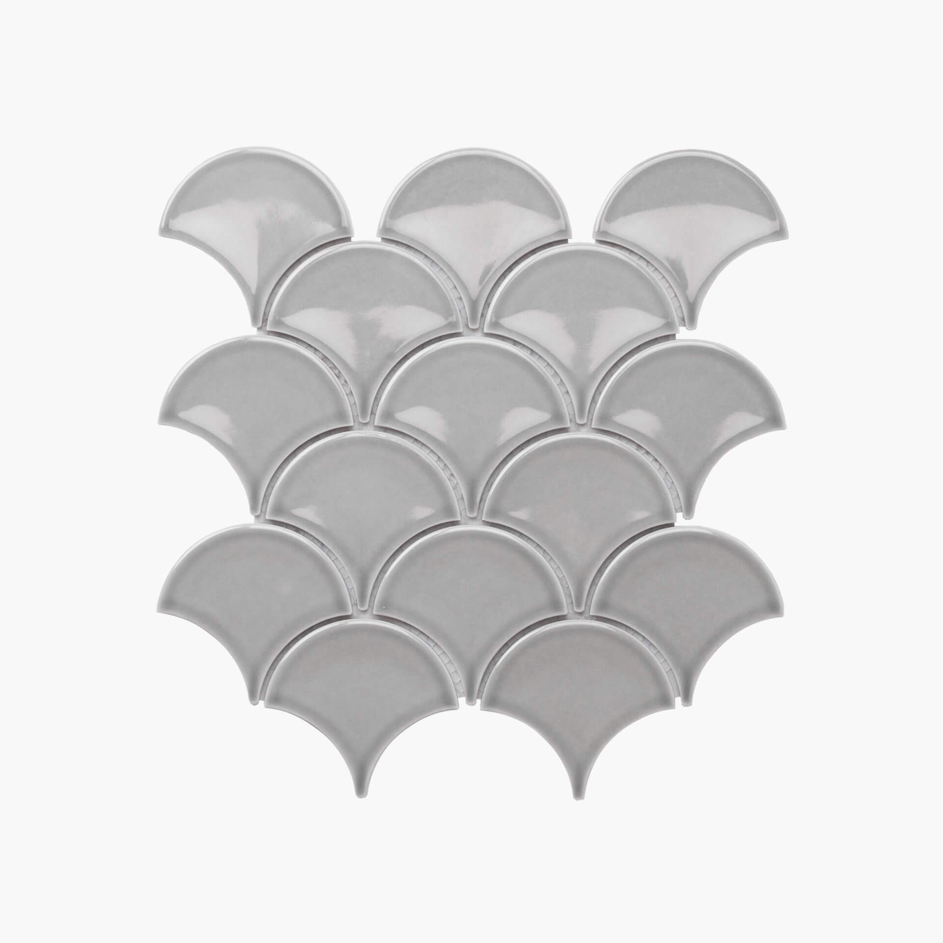 Porcelain Mosaic Fanshape 95mm Gloss Grey