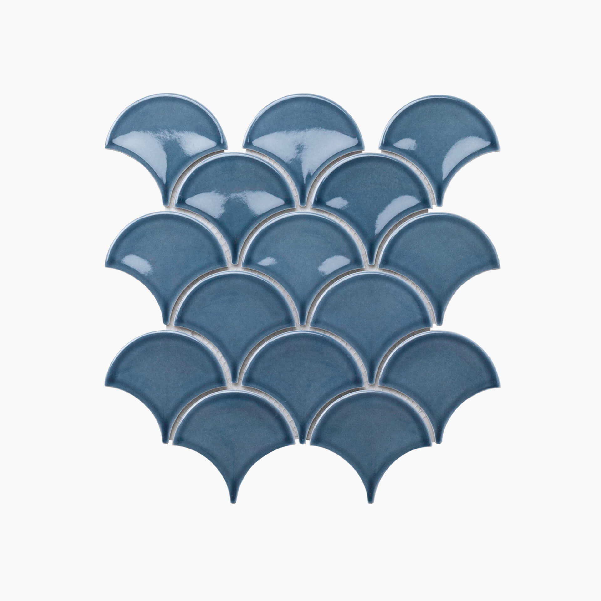 Porcelain Mosaic Fanshape 95mm Gloss Marina Blue
