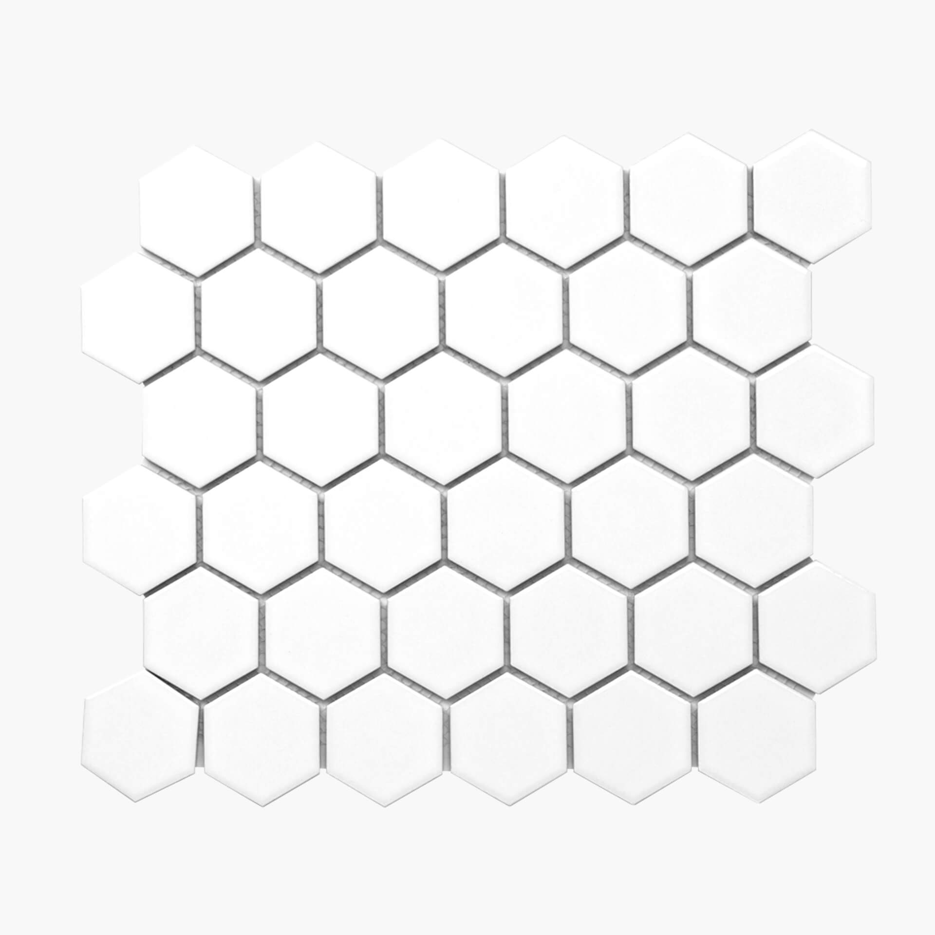 Porcelain Mosaic Hexagon 51x59mm Gloss White
