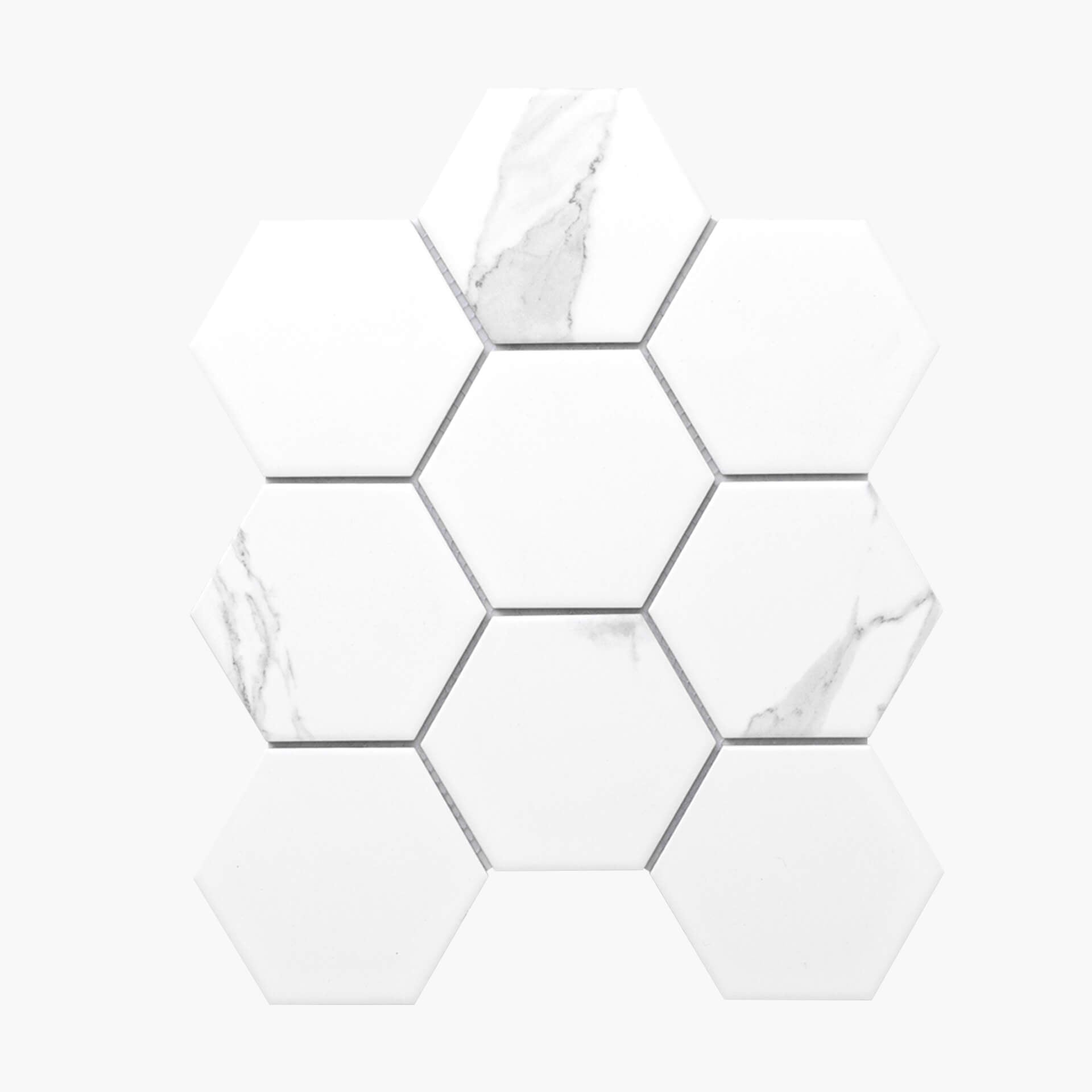 Porcelain Mosaic Hexagon 95x110mm Matt Carrara