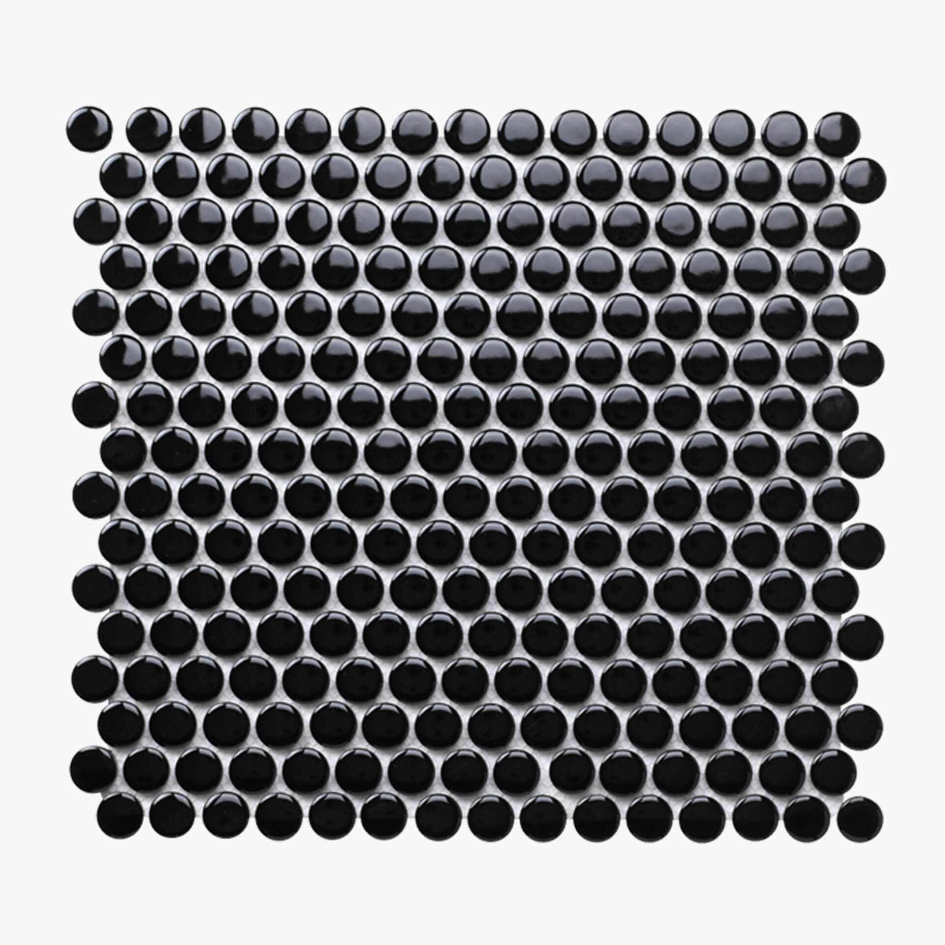 Porcelain Mosaic Pennyround D20mm Gloss Black