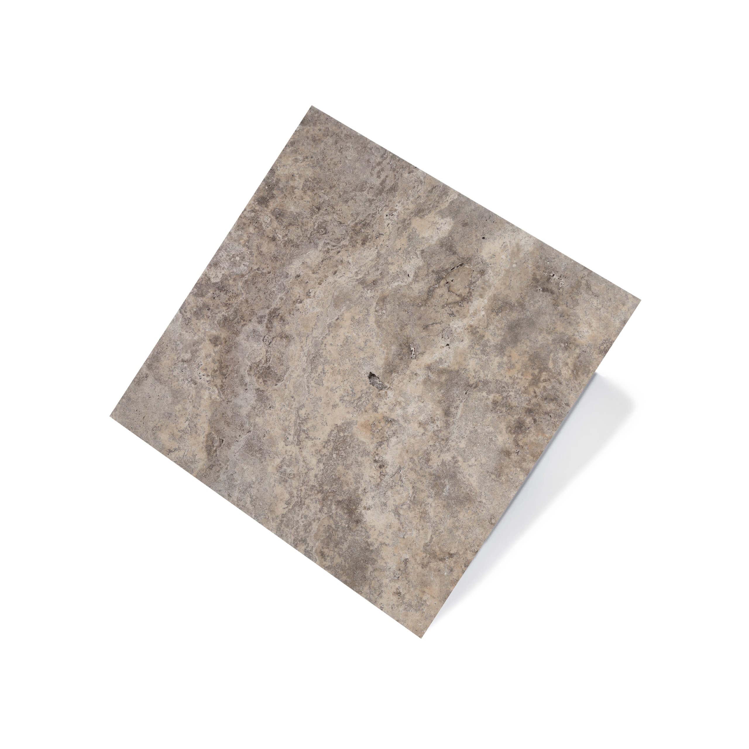 Silver - Travertine 406x406 Tumbled Silver Natural Stone Brush Tumbled